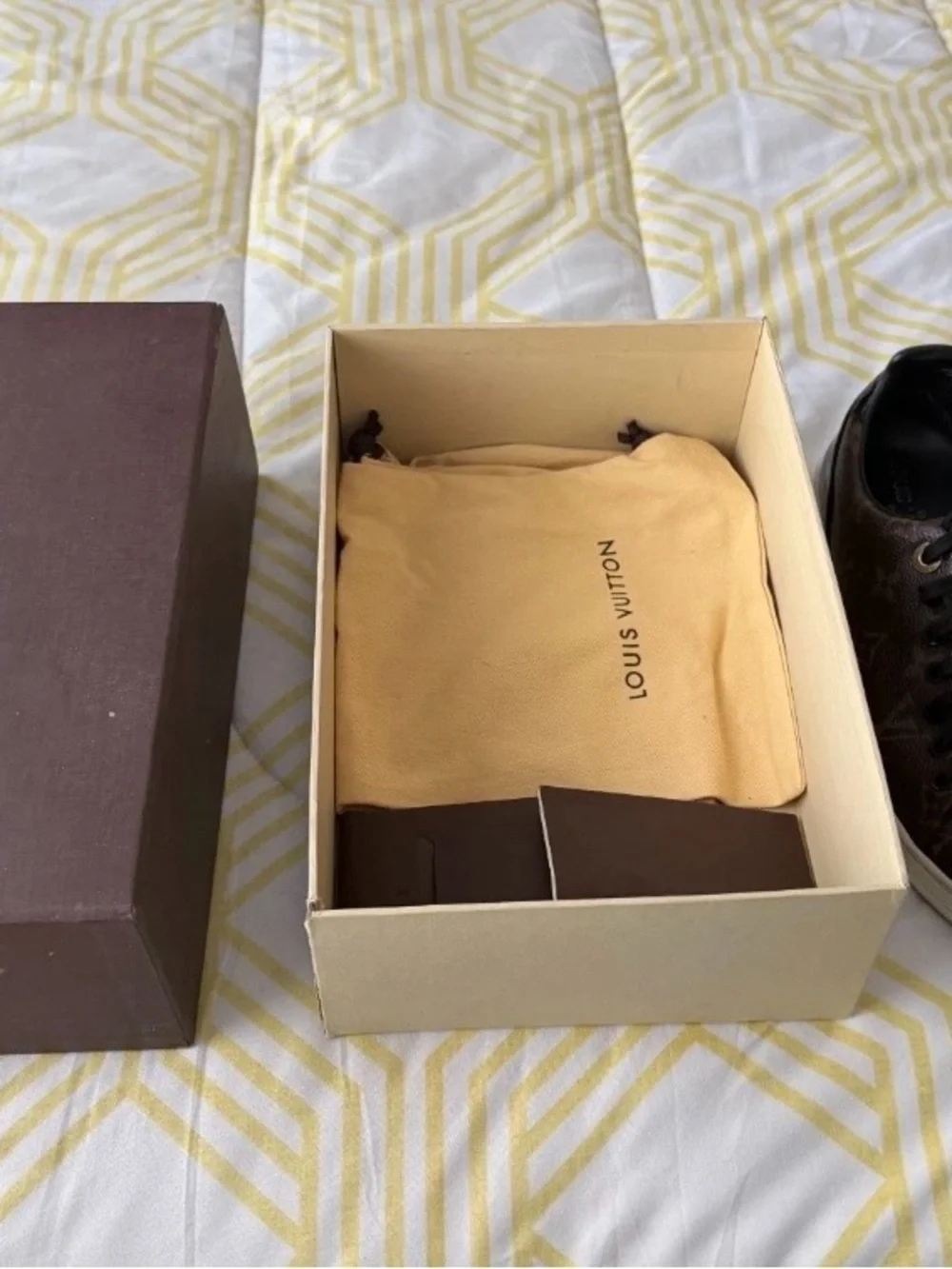 Louis Vuitton Tan Drawstring Dust Bag with Brown Accents